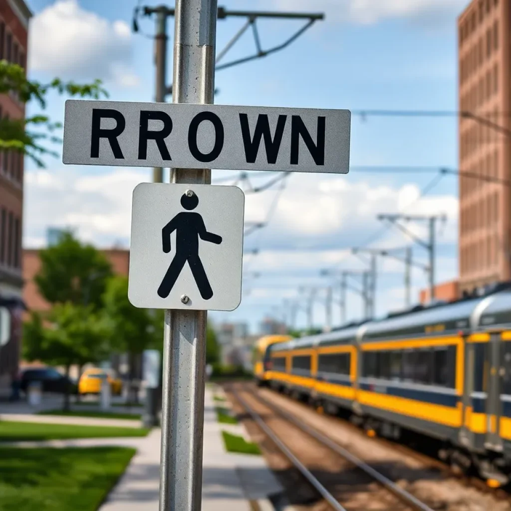 Train crossing sign in Nashville's Wedgewood-Houston neighborhood